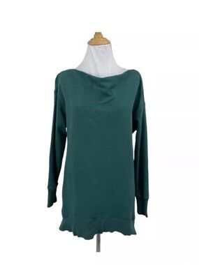 Anthropologie Pilcro Cotton Green Distressed Sweatshirt Preppy Shabby Boho XS